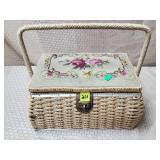 Vintage Sewing Box w/ Sewing Material, Scissors