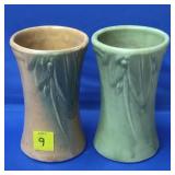 Lot of 2 Antique McCoy Pottery Palm Tree Vases