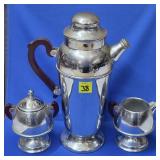 3-Piece Chrome Art Deco Cocktail Shaker Set