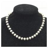.925 Sterling Italian Beaded Necklace, 16" Chain