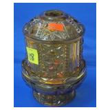 Vtg Bars & Stripes Amber Glass Fairy Lamp