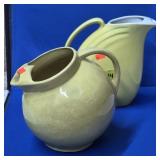 Lot of 2 Vintage Yellow Pottery Pitchers