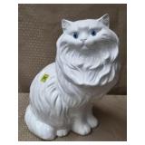 13 1/2" H Large Ceramic White Cat Statue