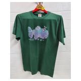 Jerry Garcia Green Fish Art Graphic T-Shirt