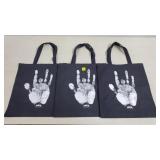 Lot of 3 Jerry Garcia Hand Print Tote Bags