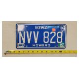 1986 Howard Iowa License Plate - Aluminum
