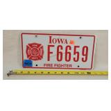 2012 Iowa Fire Fighter License Plate - Aluminum