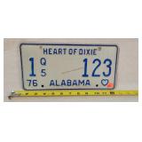 1976 Alabama Heart of Dixie License Plate - Metal
