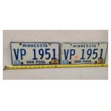 Pair of 2007 Minnesota Van Pool License Plate -
