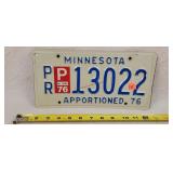 1976 Apportioned Minnesota License Plate - Metal