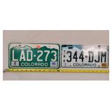 2 Vintage Colorado License Plates - Aluminum