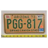 1973 Arizona License Plate - Aluminum