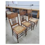 3- Antique Oak Dining Chairs