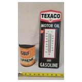 Texaco 16' Thermometer & Decor Oil Can