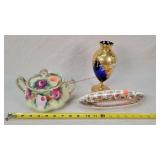 Sugar Bowl, Vase, & Oval Plate