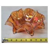 Imperial marigold carnival glass bowl 9'