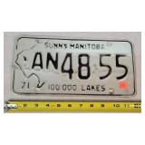 1971 Manitoba License Plate - Aluminum