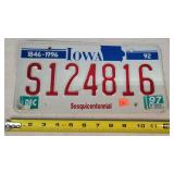 1996 Iowa License Plate Sesquicentennial