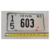 1960 Iowa License Plate - Metal