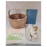 Vintage Basket, Feed Sack, Clock Bag, Atlas