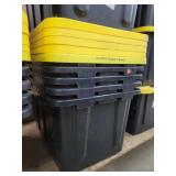5- 27 Gallon Used Stackable Storage Totes