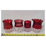Clear Cut Ruby Cream & Sugar & Tumbler