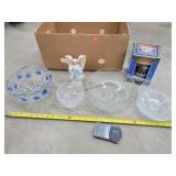 2002 Budwieser Stein, Crystal Blue Flower Bowl, &