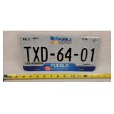 Puebla Mexico License Plate - Metal