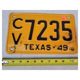 1949 Texas License Plate - Metal