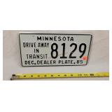 1985 Minnesota Dealer License Plate - Metal