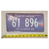 1964 Illinois License Plate - Metal
