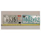 2 - Vintage Indiana License Plates