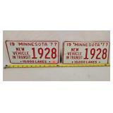 Pair of 1977 Minnesota License Plates