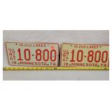 Pair of 1974 Minnesota License Plates - Metal