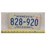 Minnesota Tax Exempt License Plate - Metal