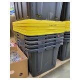 5- 27 Gallon Used Stackable Storage Totes