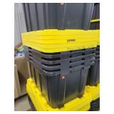 5- 27 Gallon Used Stackable Storage Totes
