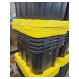5- 27 Gallon Used Stackable Storage Totes