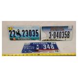 Wyoming, Montana, Indiana License Plates -