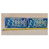Pair of 1975 Montana License Plates - Aluminum