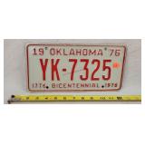 1976 Oklahoma License Plate - Metal