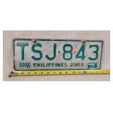 2011 Philippines 2000 License Plate - Aluminum