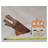 Used Old Homestead Knife Set & Cookie Jar