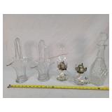 Clear Cut Baksets, Decanter, & Kero. Lamps