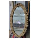 Antique Gold Framed Oval Mirror 25x47
