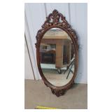 18x38 Dark Wood Framed Oval Mirror