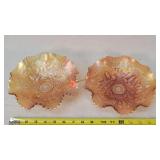 2- Wishbone Footed Ruffled Marigold Bowls