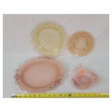 Frosted Pink Depression & Yellow / Amber Plates