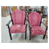2- Vintage Wingback Floral Armchairs
