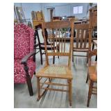 Antique oak pressback rocking chair